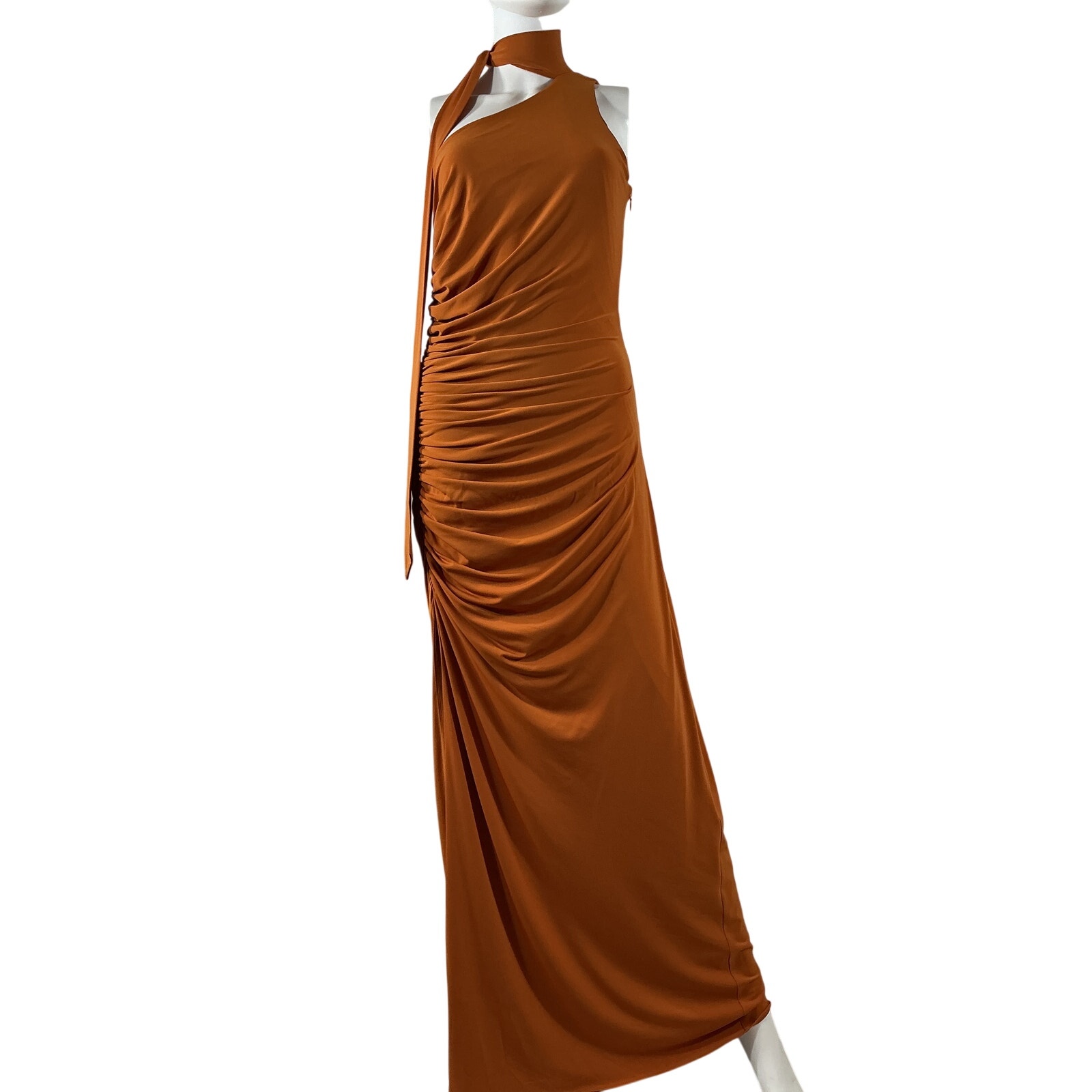 Halston Asymmetrical Orange Audrie Gown Size 6 — image 2 of 4